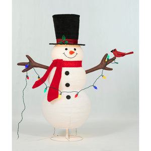 Everstar 48in  Pop Up Fluffy Snowman With String Lights Sculpture, White