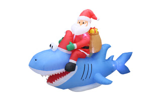 A Holiday Company 9ft Wide Santa on Shark, 5 ft Tall, Multi