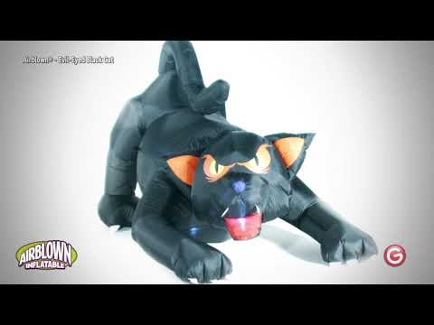 5.5' Animated Evil Eyed Black Cat w/ Turning Head Halloween Inflatable