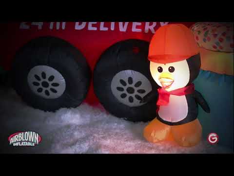 9' Long Animated Cement Mixer Scene Christmas Inflatable