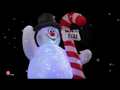 5.5' Projection Kaleidoscope Frosty Hugging North Pole Sign