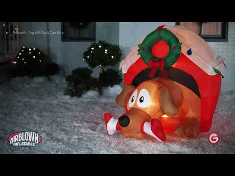 3.5' Animated Dog w/Candy Cane Bone Christmas Inflatable