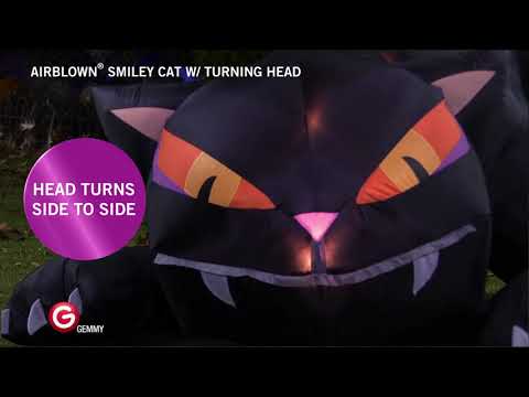 6' Animated Airblown Black Cat w/Turning Head Halloween Inflatable