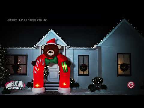 10.5' Archway Animated Airblown Wiggling Bear and Bow Tie Christmas Inflatable