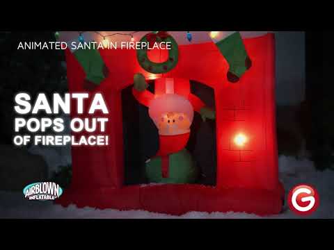 5' Animated Santa in Fireplace Scene - Christmas Inflatable