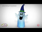 Load and play video in Gallery viewer, 6&#39; Kaleidoscope Ghost Wearing Witch Hat Halloween Airblown Inflatable
