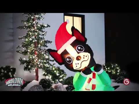 6' Animated Begging Dog Boston Terrier Christmas Inflatable